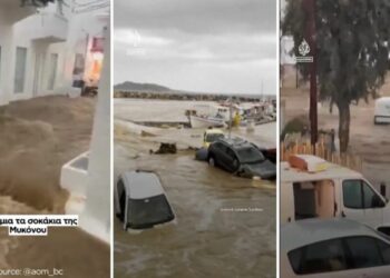  Alluvione si abbatte su Paros e Mykonos, è emergenza: persone chiuse in casa, stop al traffico